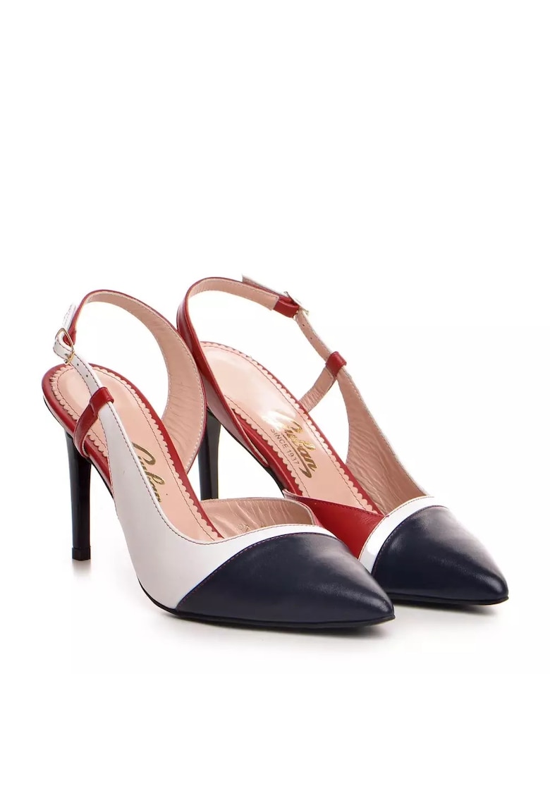 Pantofi de dama  model 1344 nappa alb rosu bleumarin