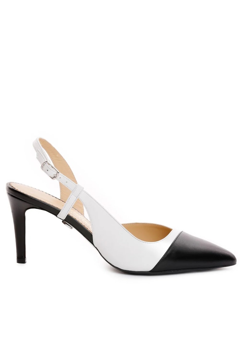 Pantofi dama model 1326 nappa negru nappa alb