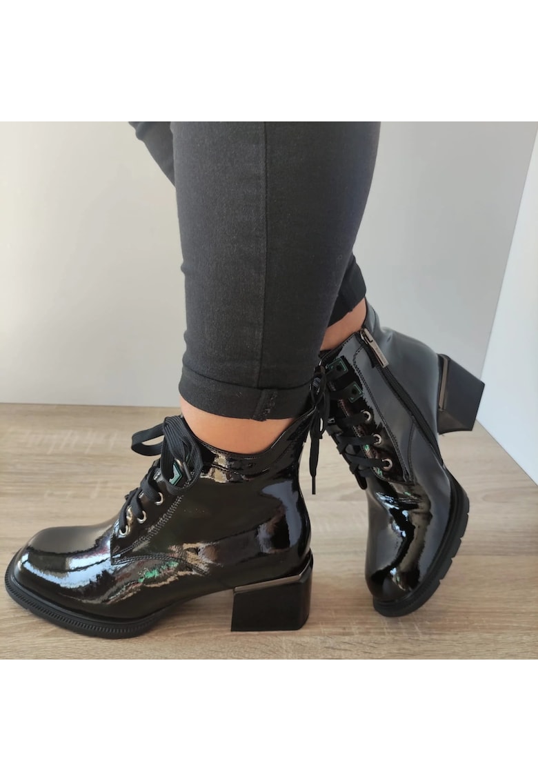 Ghete Elegante Dama K031-860-1A Negre Lac - Negru Lac