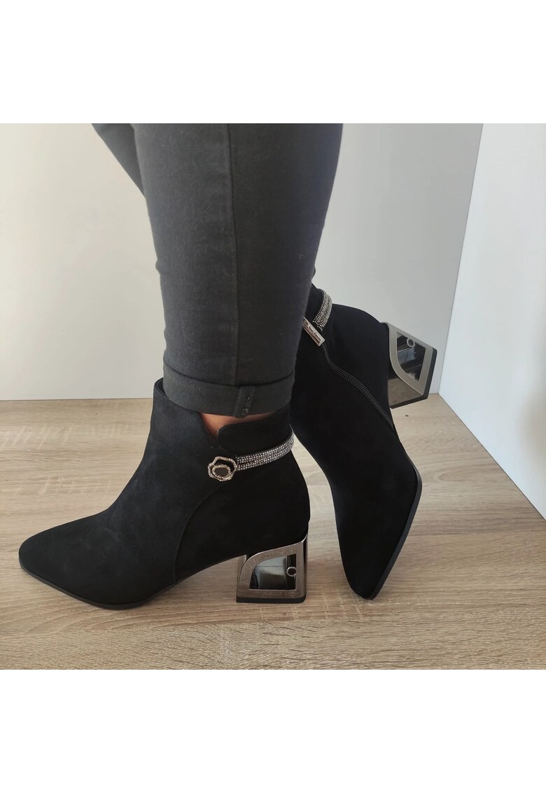 Ghete Elegante Dama K45-110C Negre Velur - Negru Velur