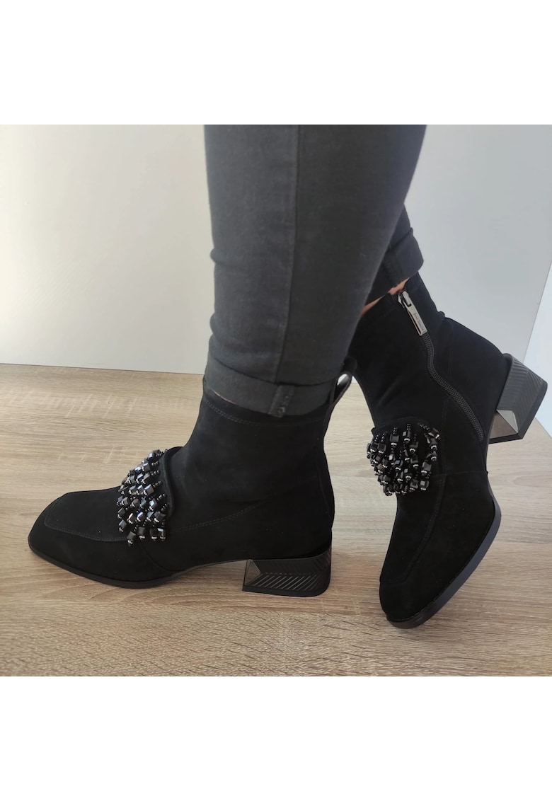 Ghete Elegante Dama M12-02 - Negru Velur