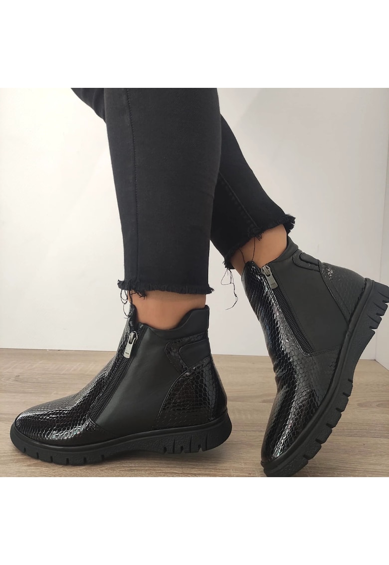 Ghete Casual Dama 013 10025 Negre Croco - Negru