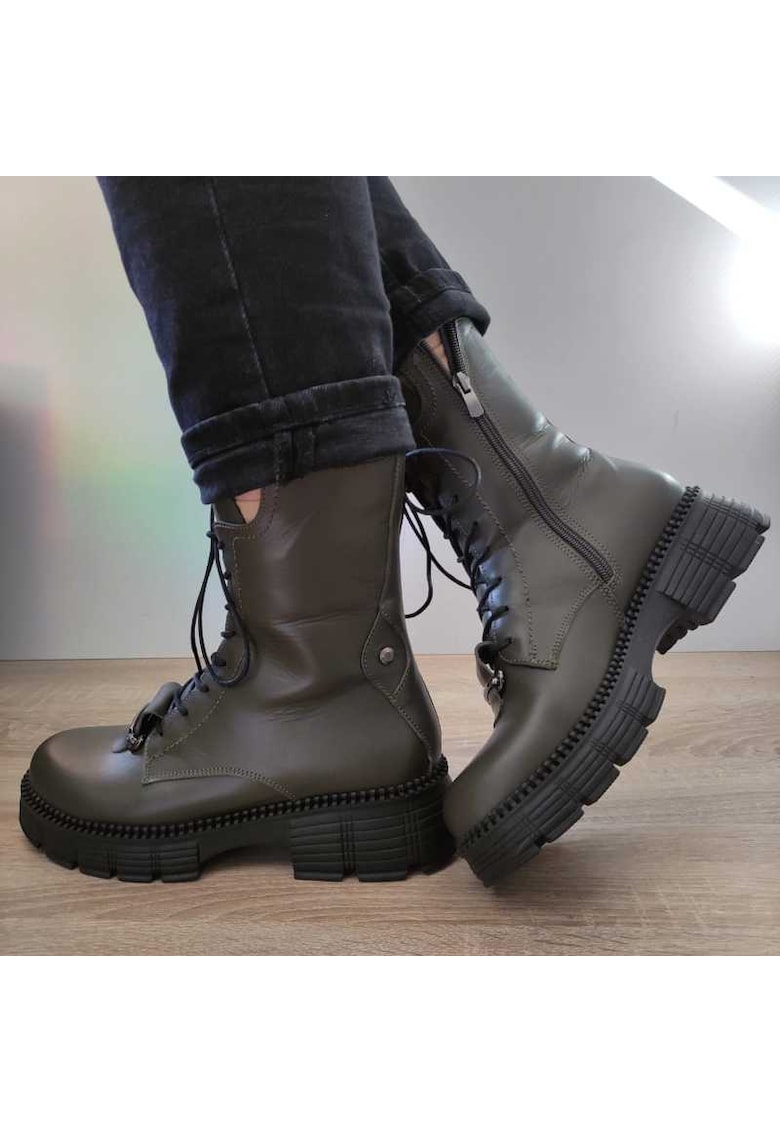 Ghete Casual Dama 002 23653 Kaki - Kaki - Verde