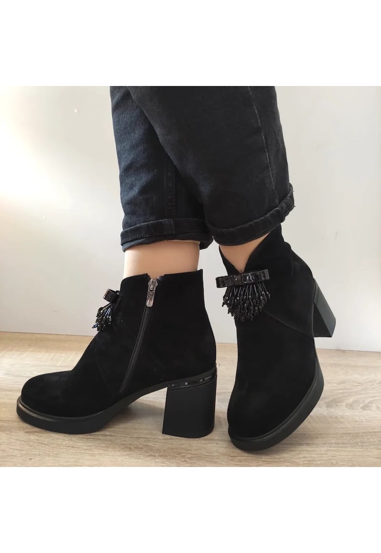 Ghete Elegante Dama 350012 01-I Negre Velur - Negru