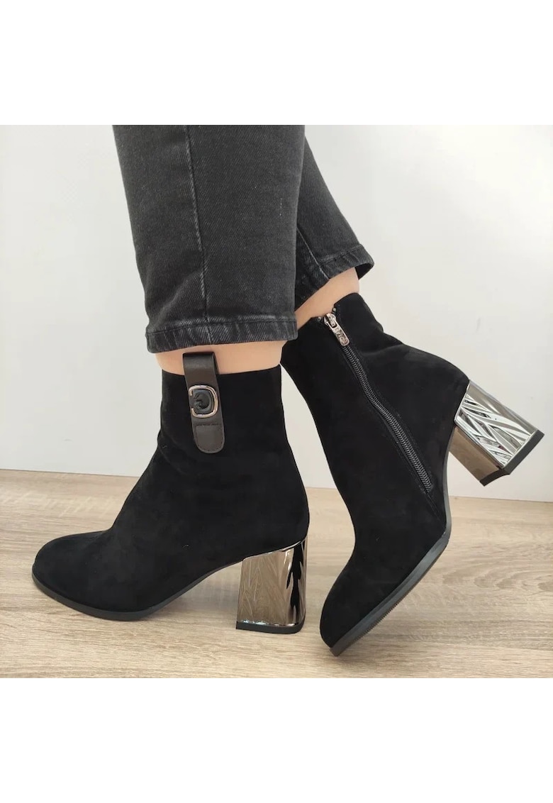 Ghete Elegante Dama 350013 01-I Negre Velur - Negru