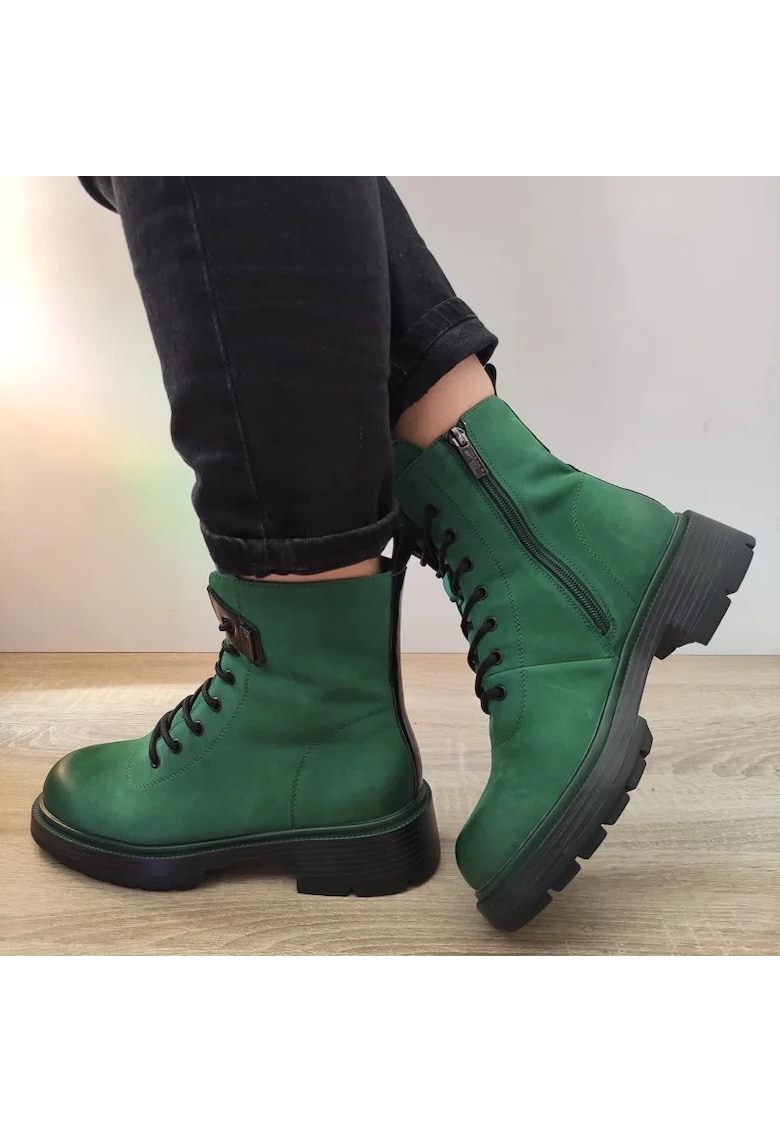 Ghete Casual Dama 50036B 06-N Verde Nubuck - Verde - Verde