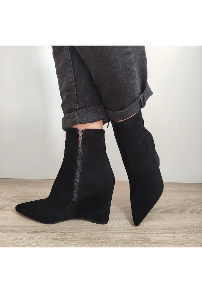 Ghete Elegante Dama K1271-133R Negre Velur - Negru - Negru