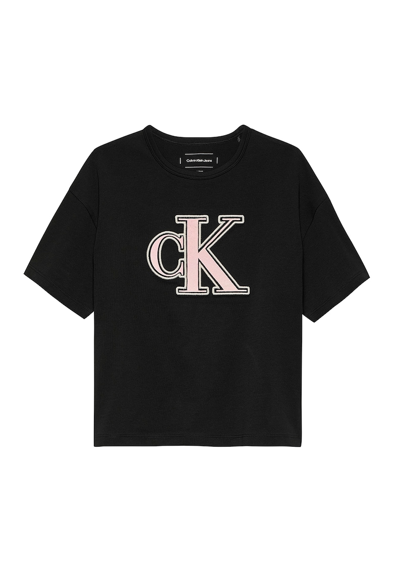 Tricou de bumbac cu logo brodat