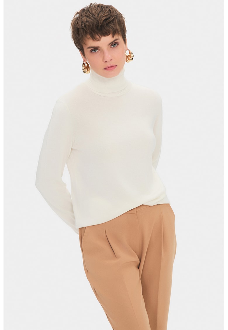 Pulover uni slim fit cu guler inalt