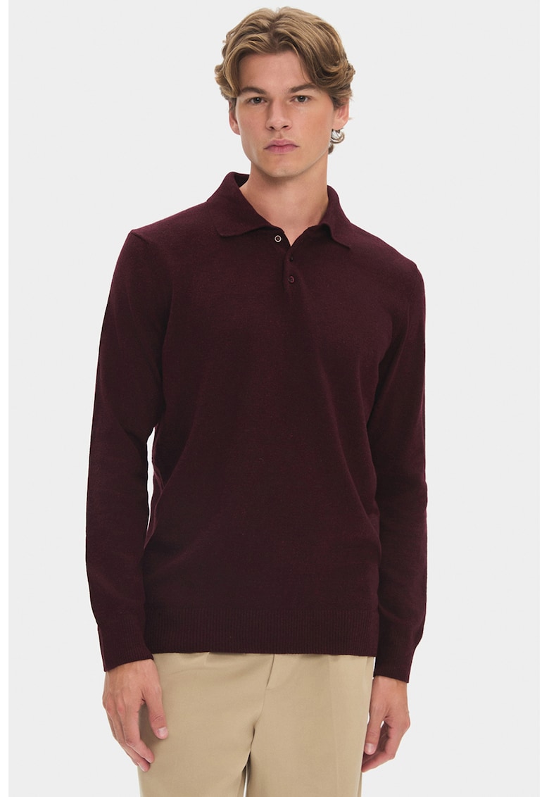 Pulover polo din amestec de lana