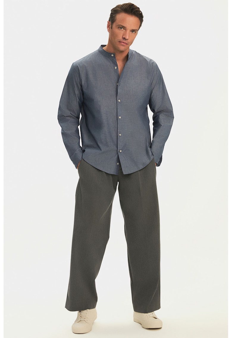 Camasa de bumbac regular fit - Albastru melange