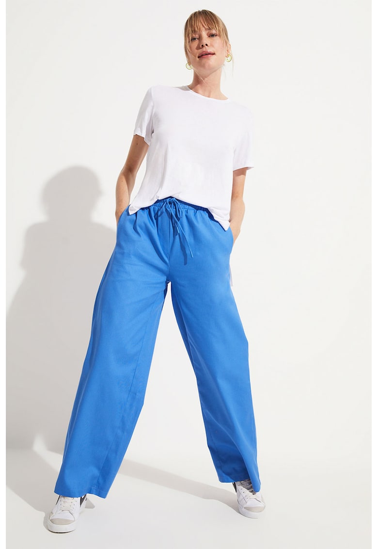 Pantaloni cu croiala ampla si snururi - Albastru royal