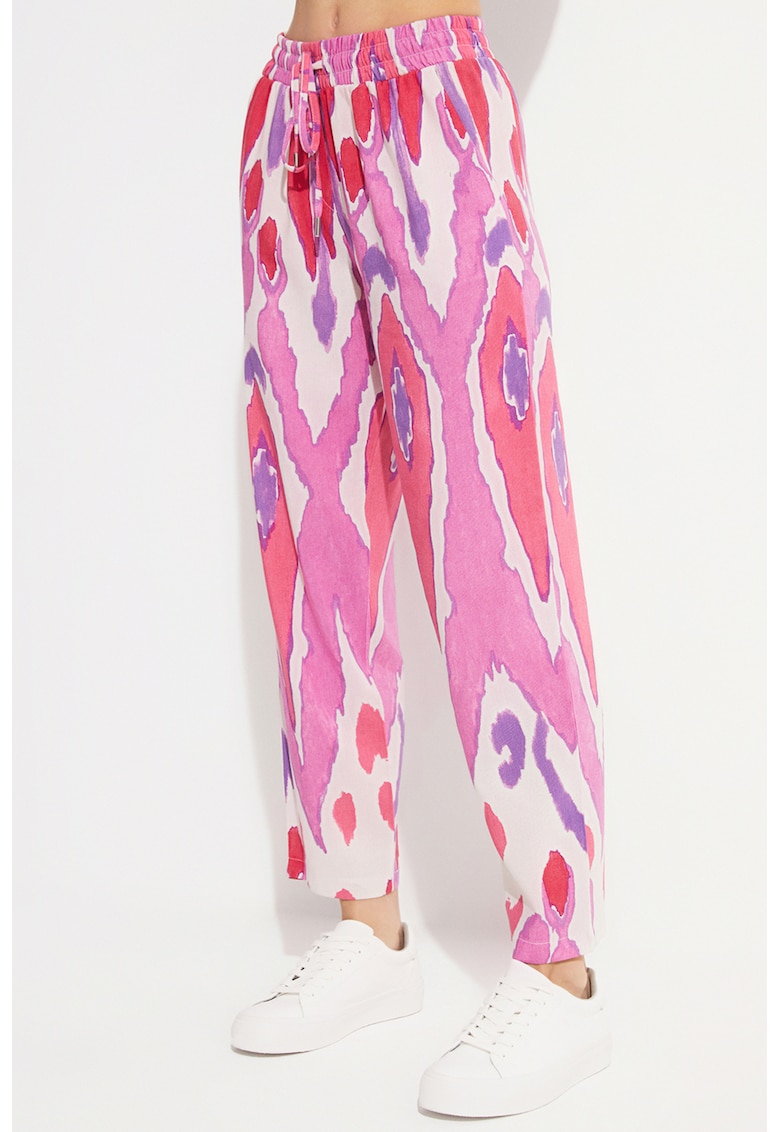 Pantaloni crop din amestec de in