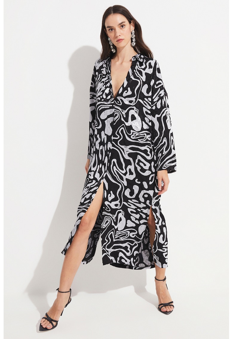 Rochie cu imprimeu si decolteu in V