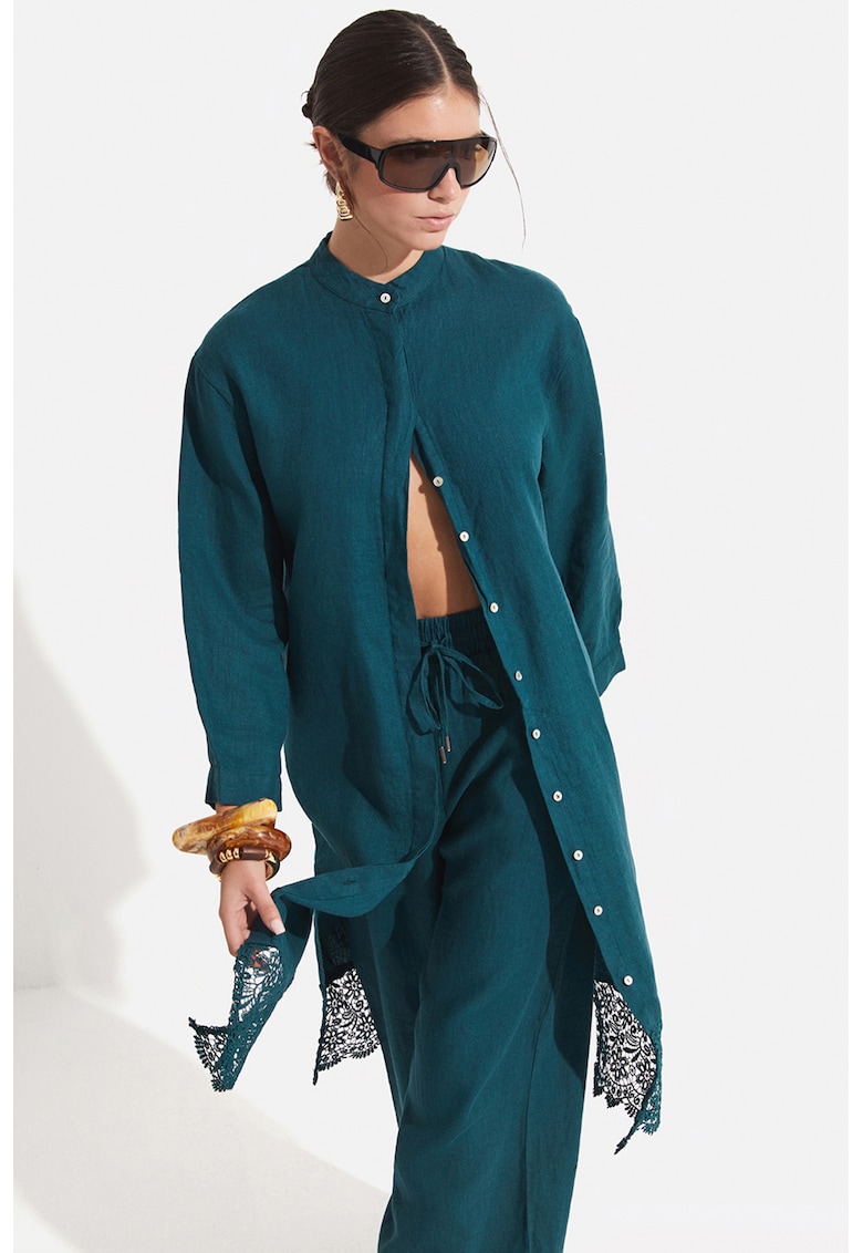 Camasa lunga cu garnitura din dantela