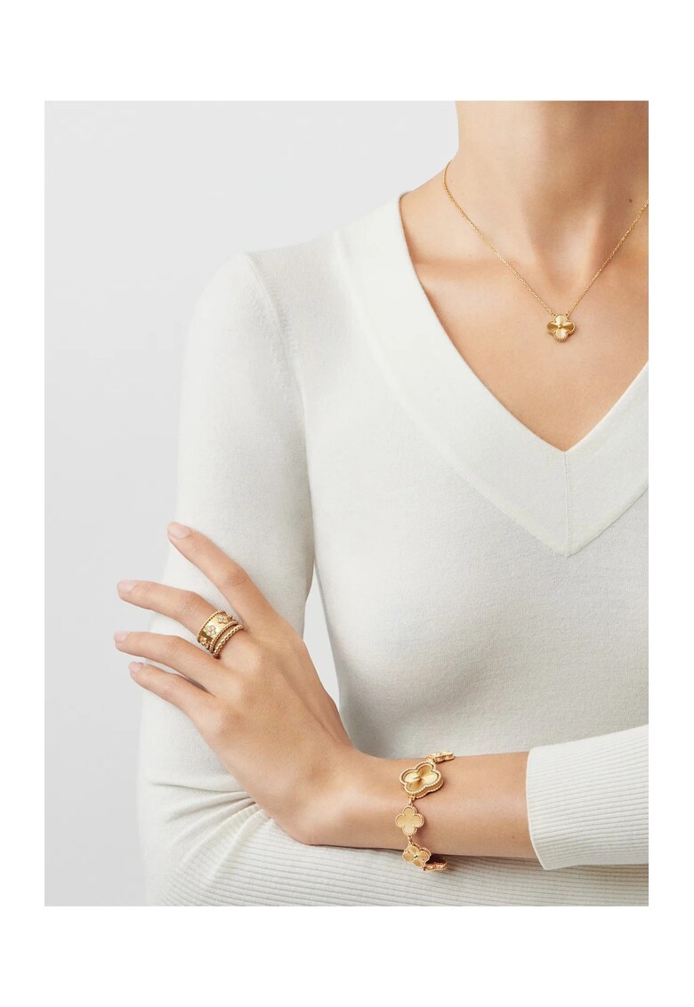 Set Bijuterii Colier Si Bratara Floare Gold