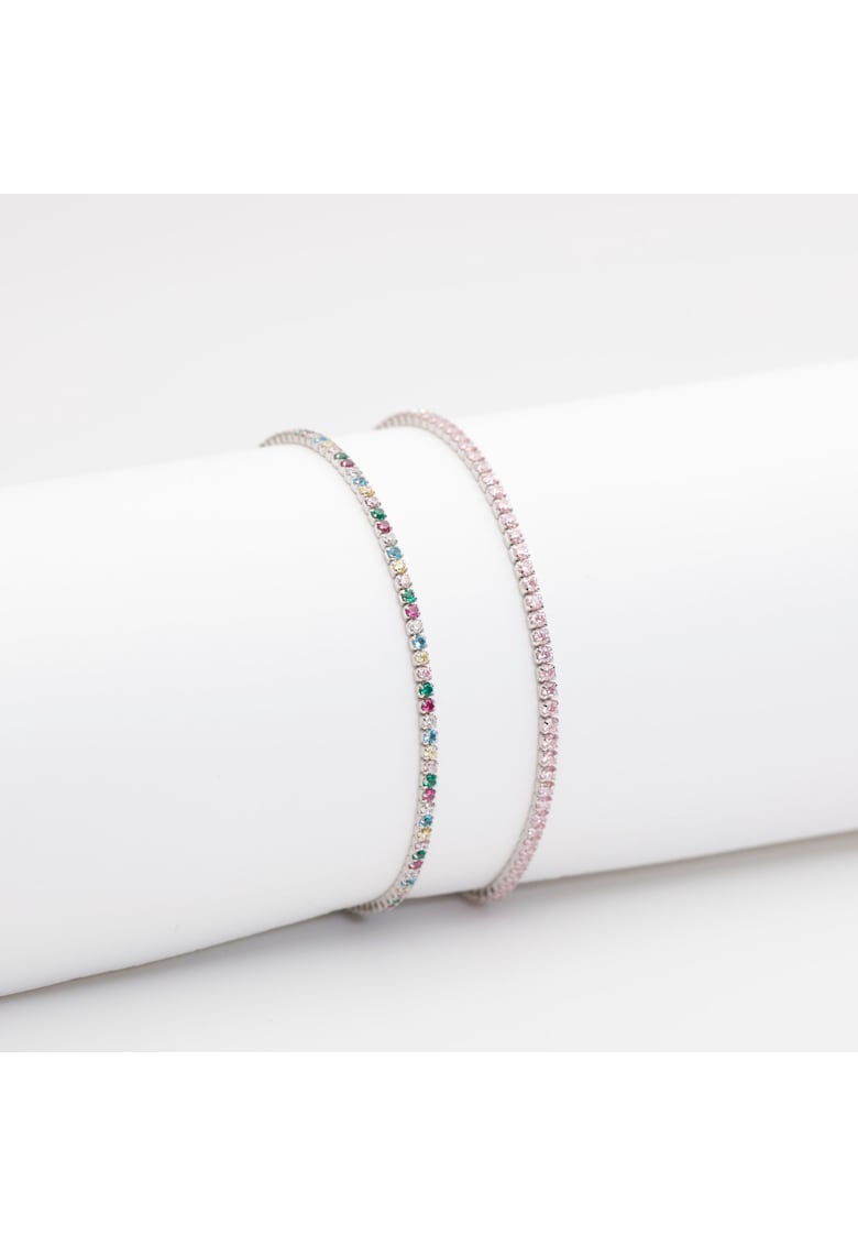 Set 2 Bratari Tennis Argint Rosa
