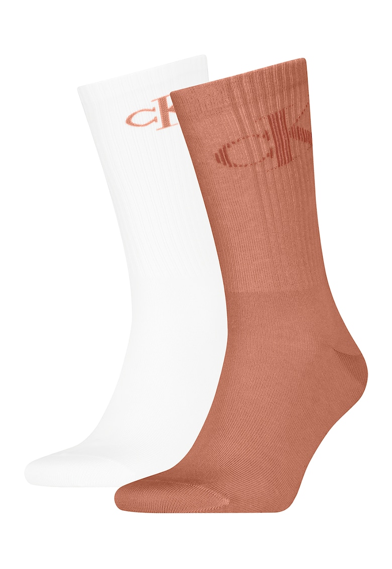 Set de sosete lungi - 2 perechi - Rosu stins/Alb murdar