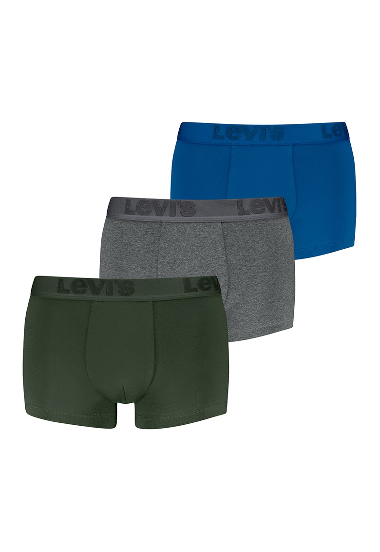 Set de boxeri cu banda logo in talie - 3 perechi - Gri inchis melange/Albastru royal/Kaki pal