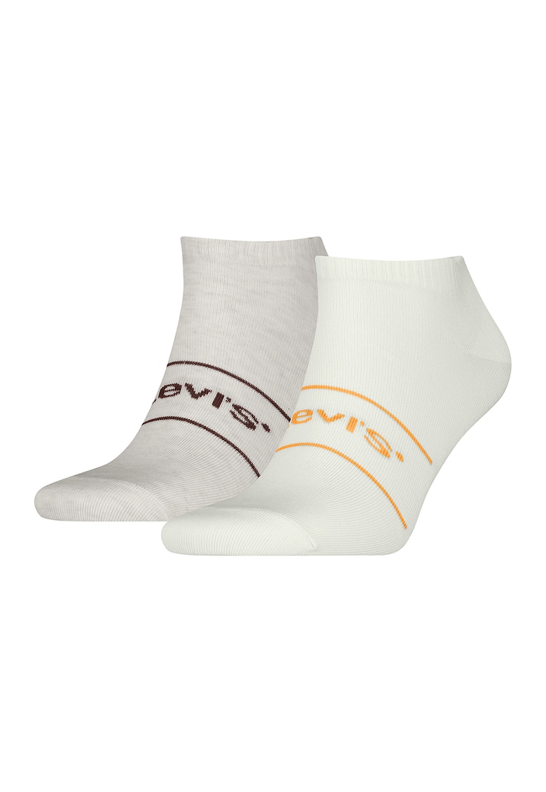 Set de sosete unisex pana la glezna - 2 perechi - Portocaliu stins/Alb murdar/Lila pal
