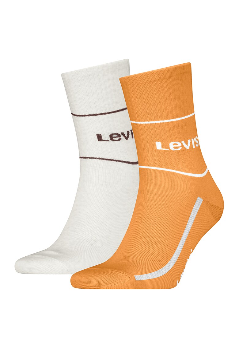 Set de sosete lungi unisex - 2 perechi - Portocaliu stins/Alb murdar