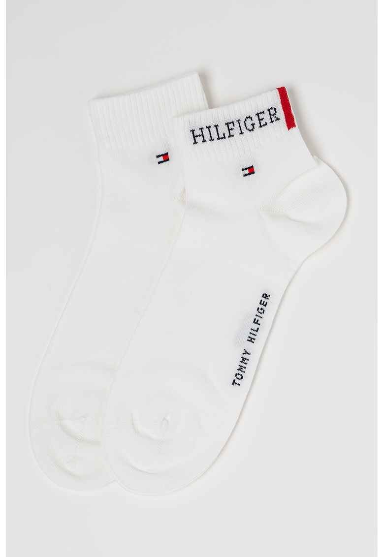 Set de sosete scurte cu imprimeu logo - 2 perechi - Alb