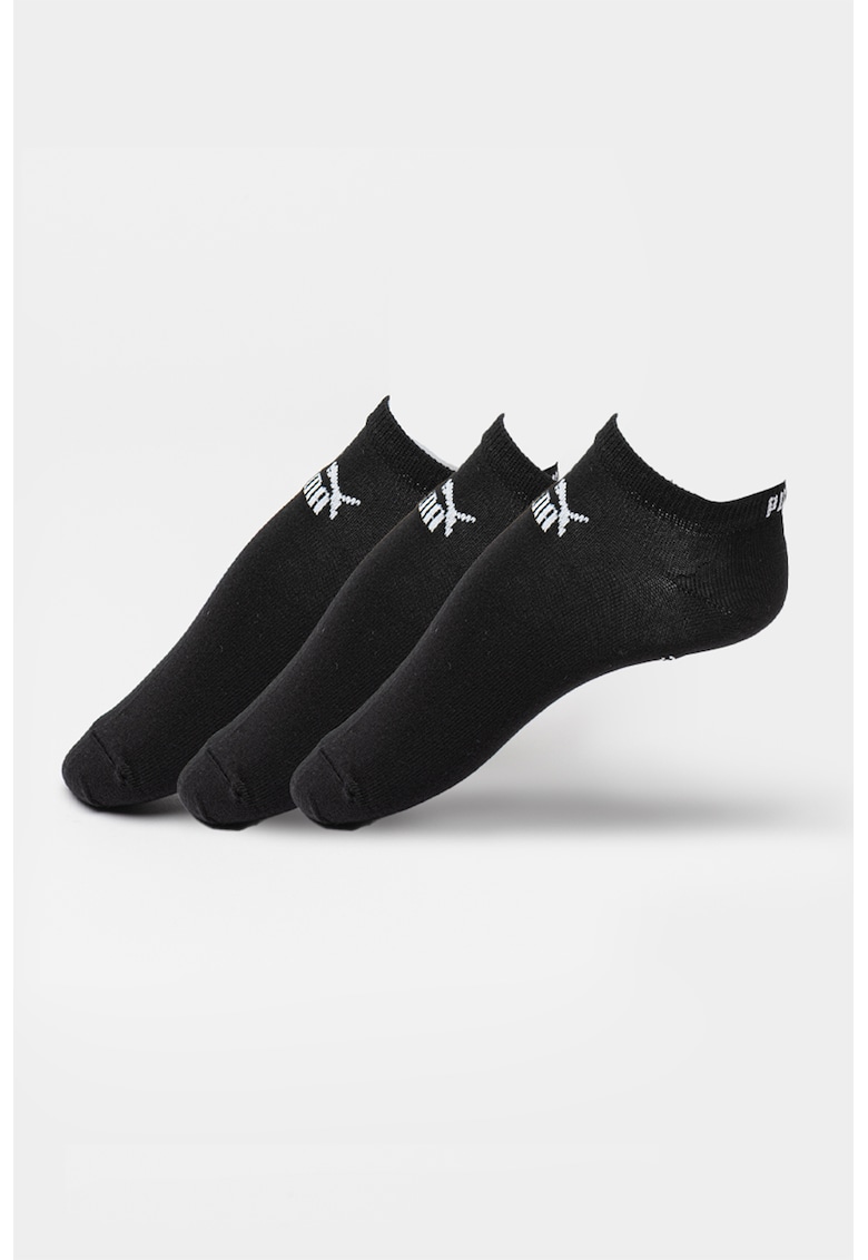 Set de sosete unisex pana la glezna cu model logo - 3 perechi - Negru/Alb murdar