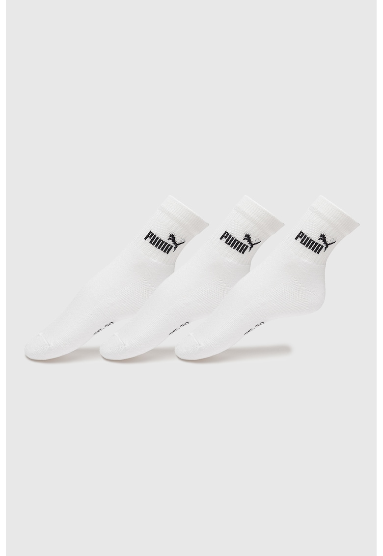 Set de sosete scurte cu logo - 3 perechi - Alb/Negru