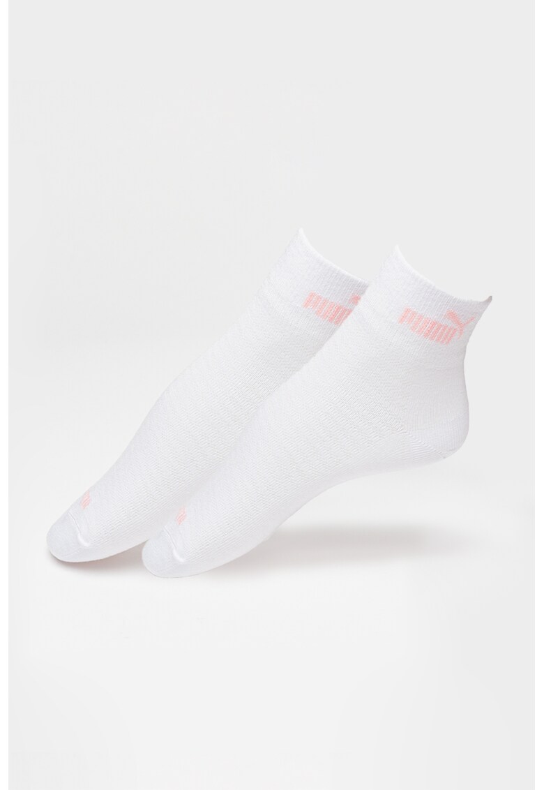 Set de sosete scurte cu logo - 2 piese - Alb/Roz pastel