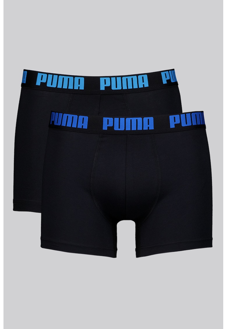Set de boxeri cu banda logo in talie - 2 perechi - Negru/Albastru royal