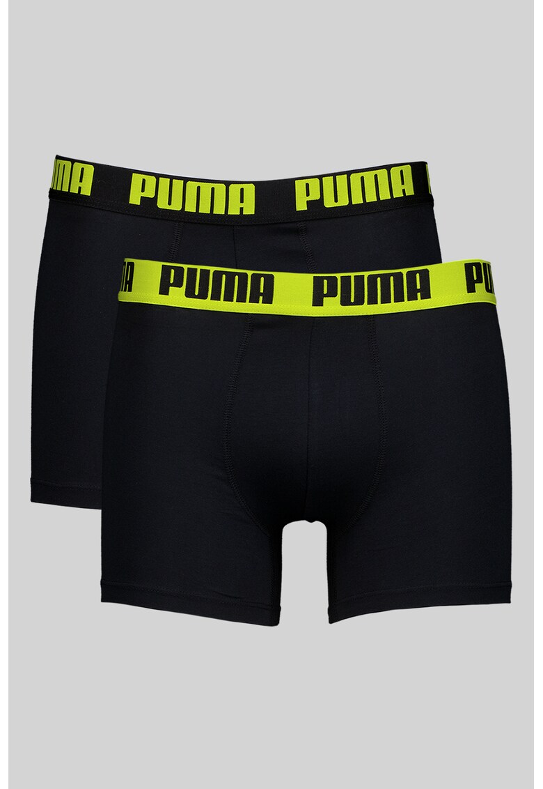 Set de boxeri cu banda logo in talie - 2 perechi - Negru/Verde lime