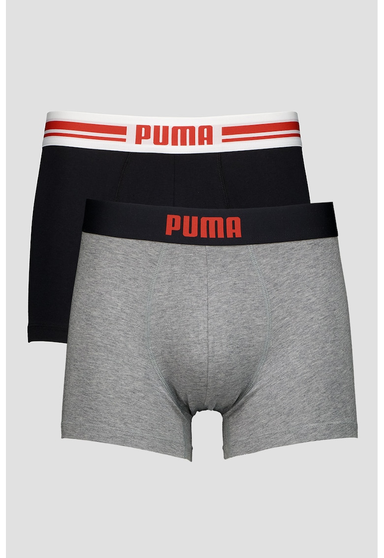 Set de boxeri cu banda logo in talie - 2 perechi - Rosu/Negru/Gri melange