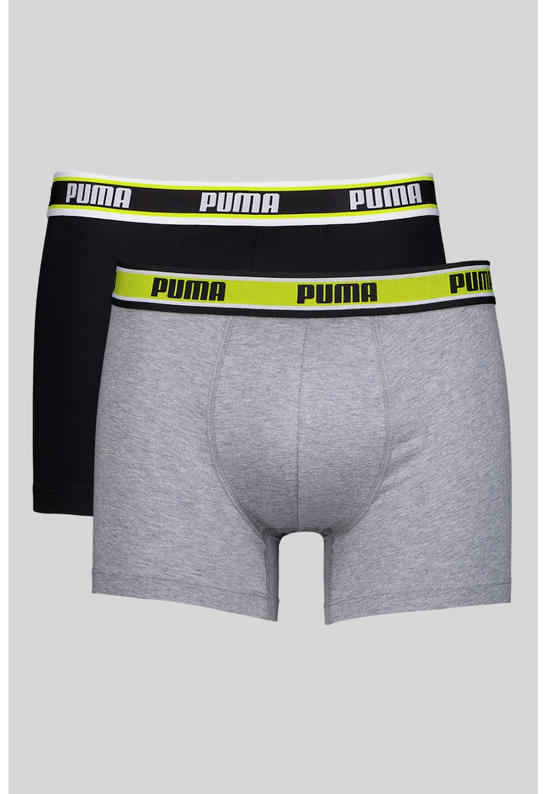 Set de boxeri cu banda logo in talie - 2 perechi - Negru/Gri deschis