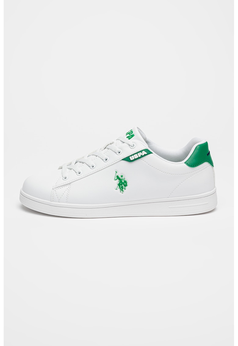 Pantofi sport din piele ecologica cu logo - Verde/Alb murdar
