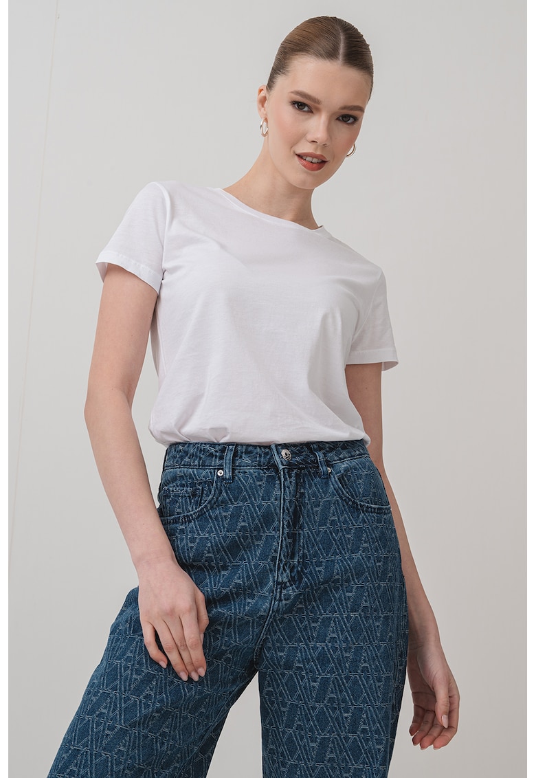 Tricou de bumbac cu maneci cazute