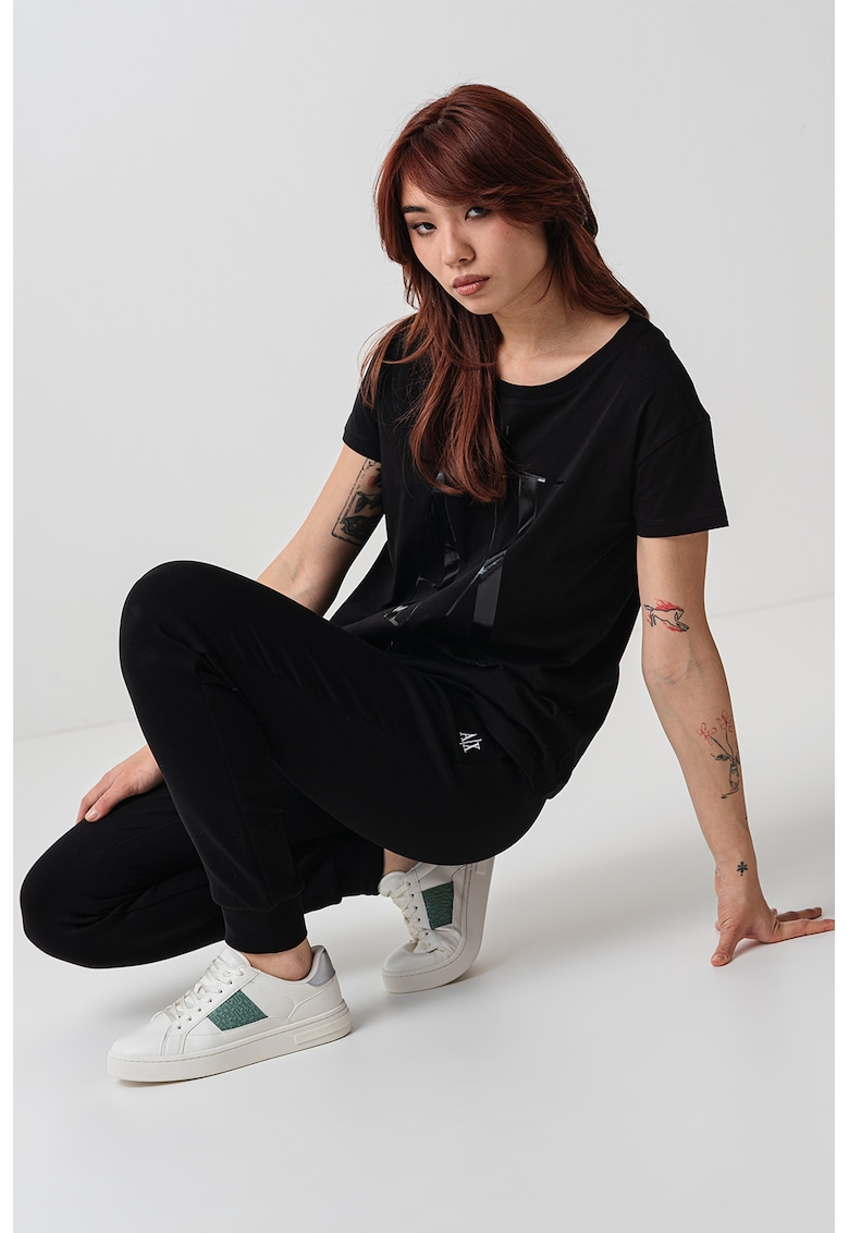 Tricou cu imprimeu logo - Negru