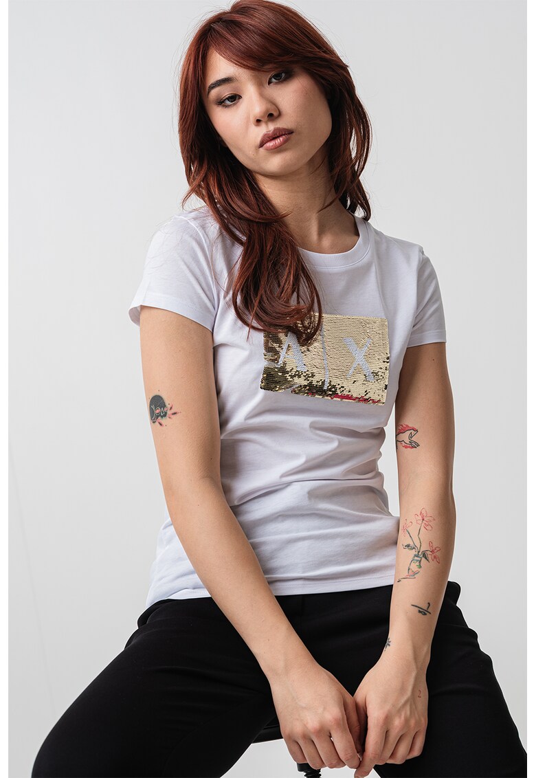 Tricou slim-fit - Auriu/Alb optic