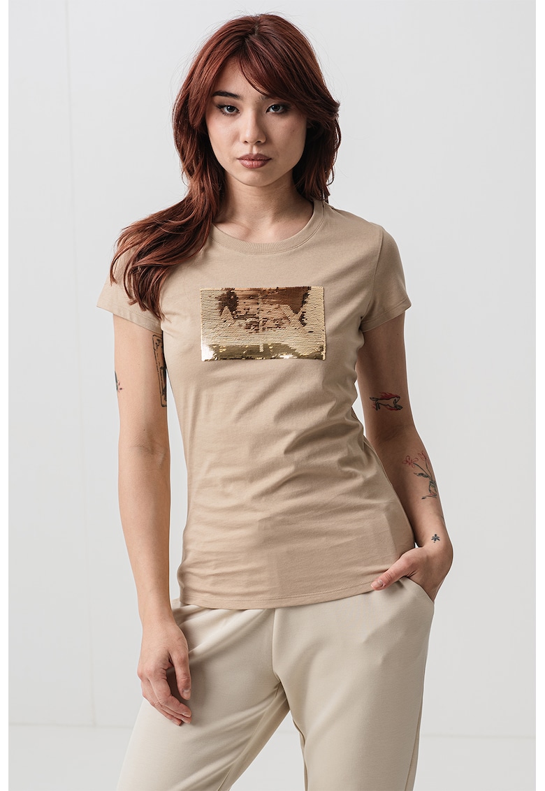 Tricou slim-fit - Auriu/Maro nisip