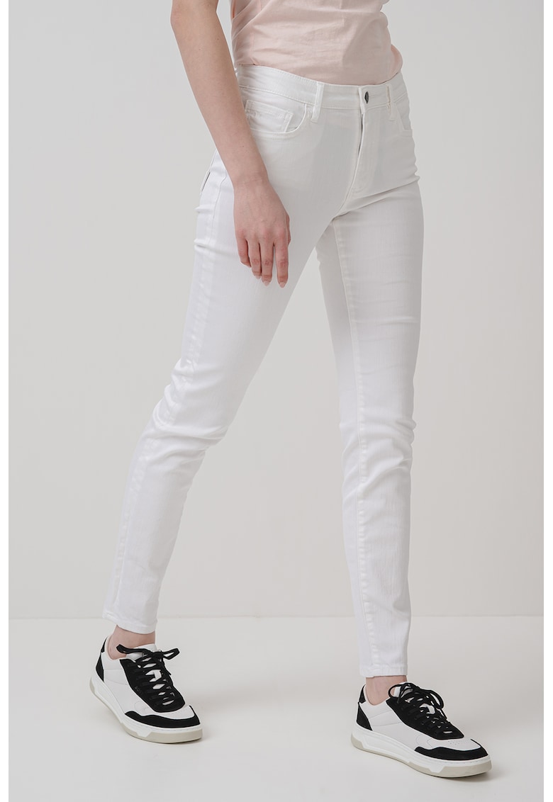 Blugi slim fit cu talie medie - Alb