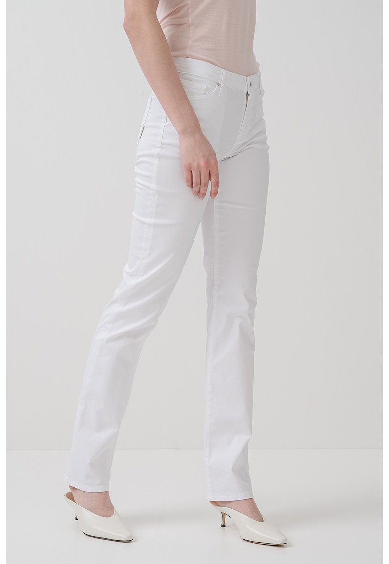 Blugi slim fit cu talie medie - Alb optic