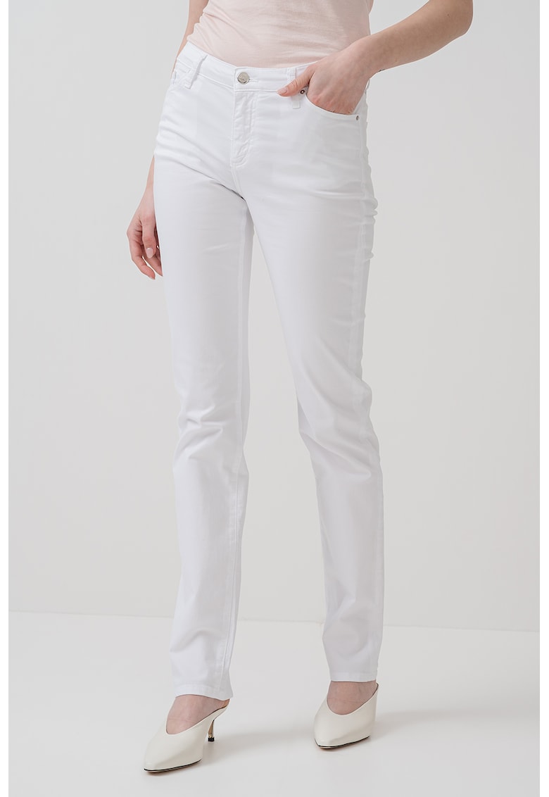 Blugi slim fit cu talie medie - Alb optic