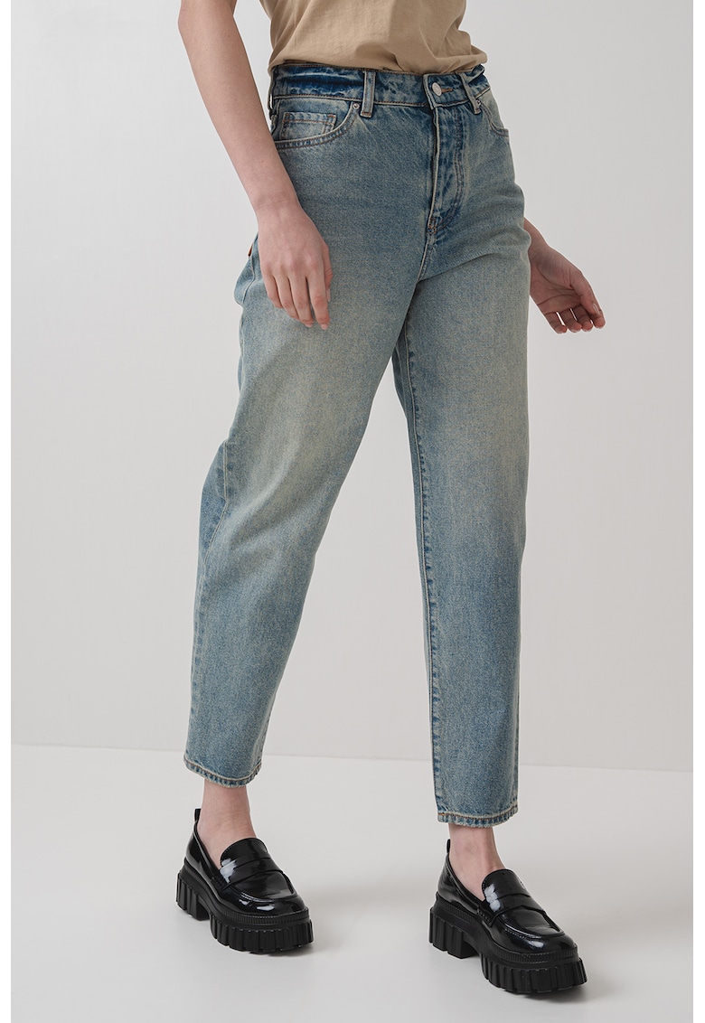 Blugi relaxed fit cu talie inalta - Albastru deschis