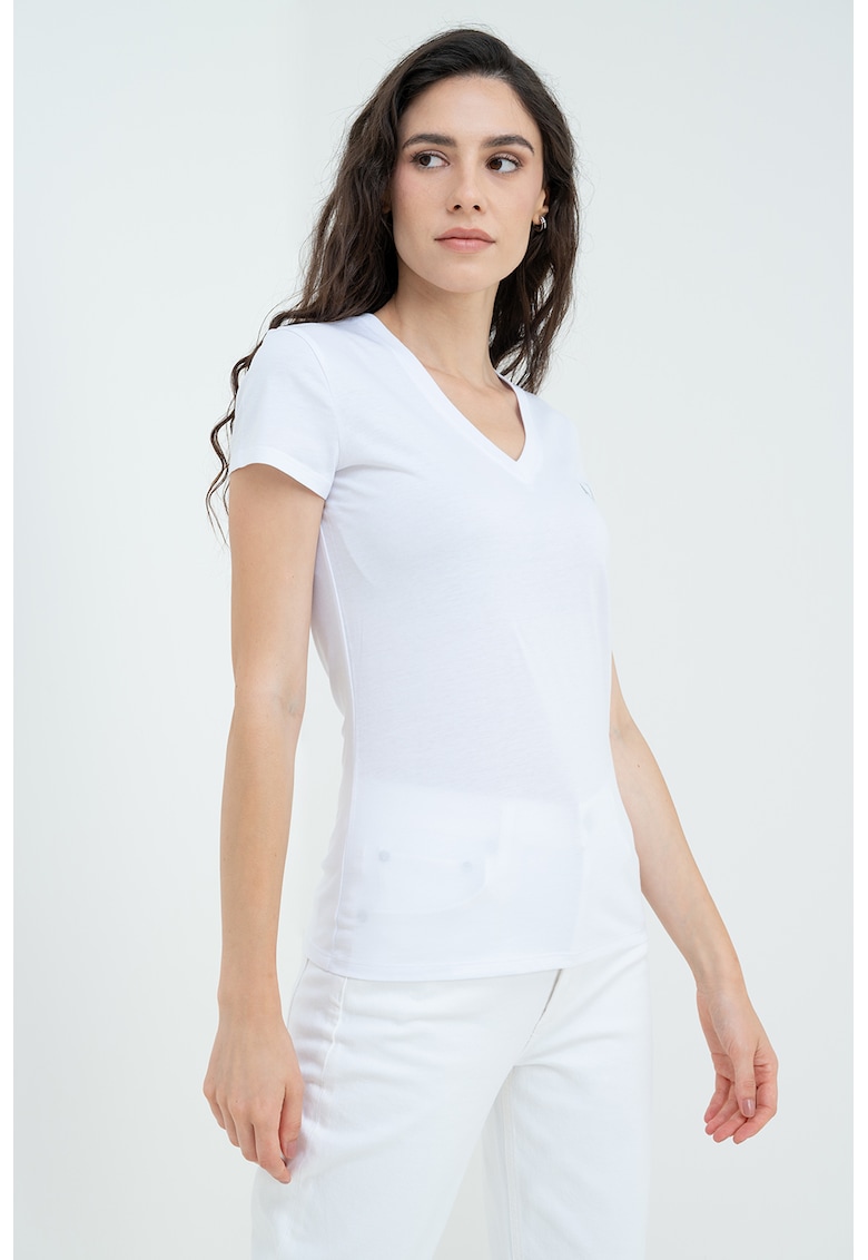 Tricou slim fit cu decolteu in V