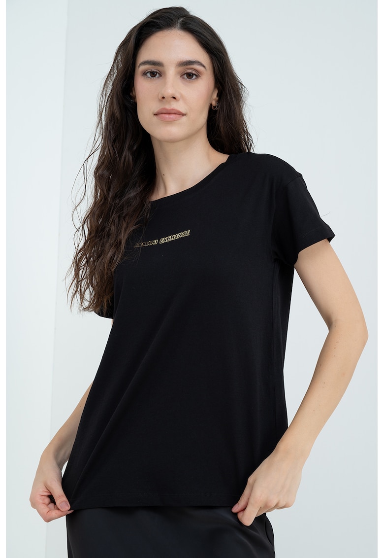 Tricou cu decolteu rotund - Negru/Galben