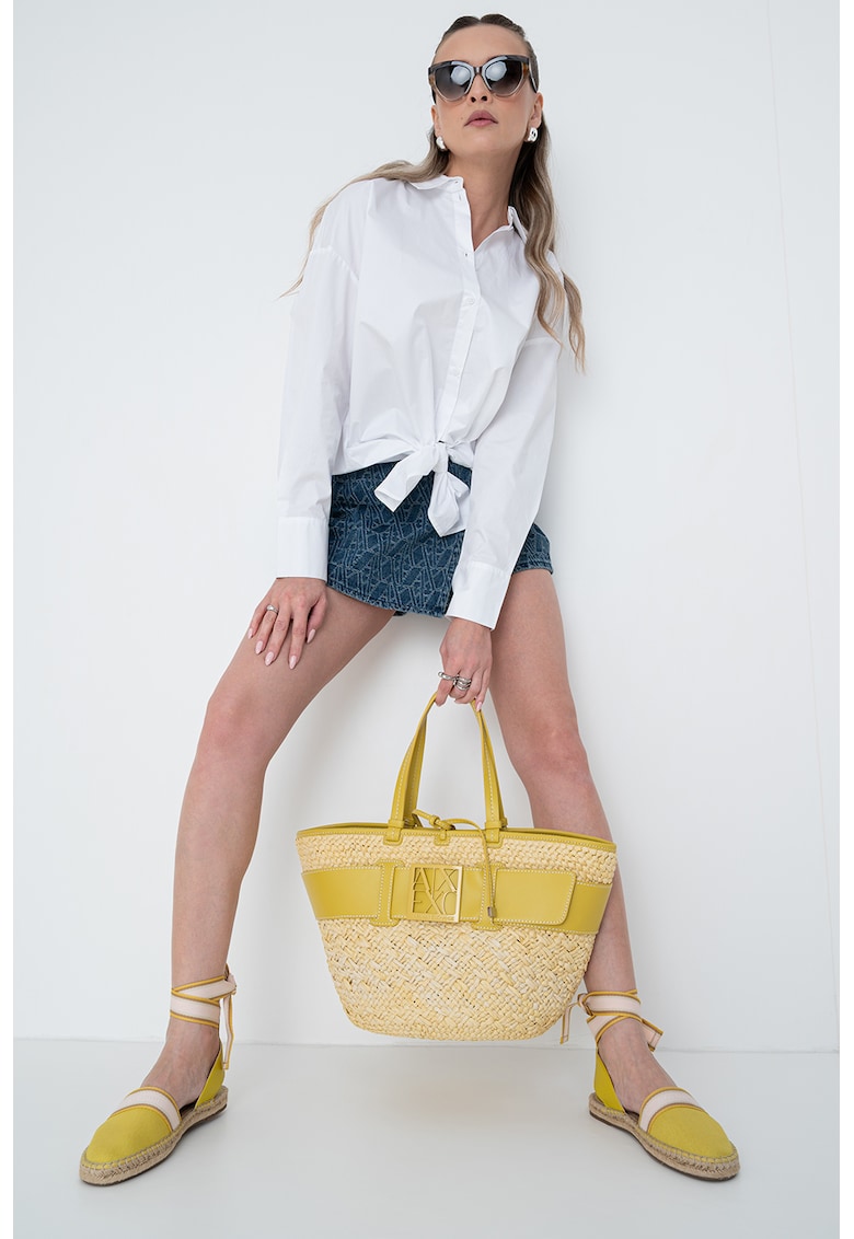 Fusta-pantalon din denim cu model logo