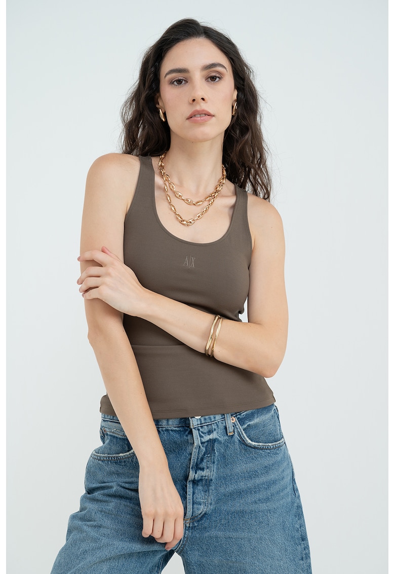 Top uni cu decolteu rotund