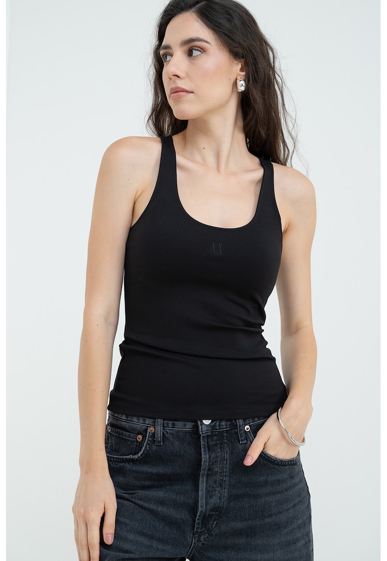 Top uni cu decolteu rotund