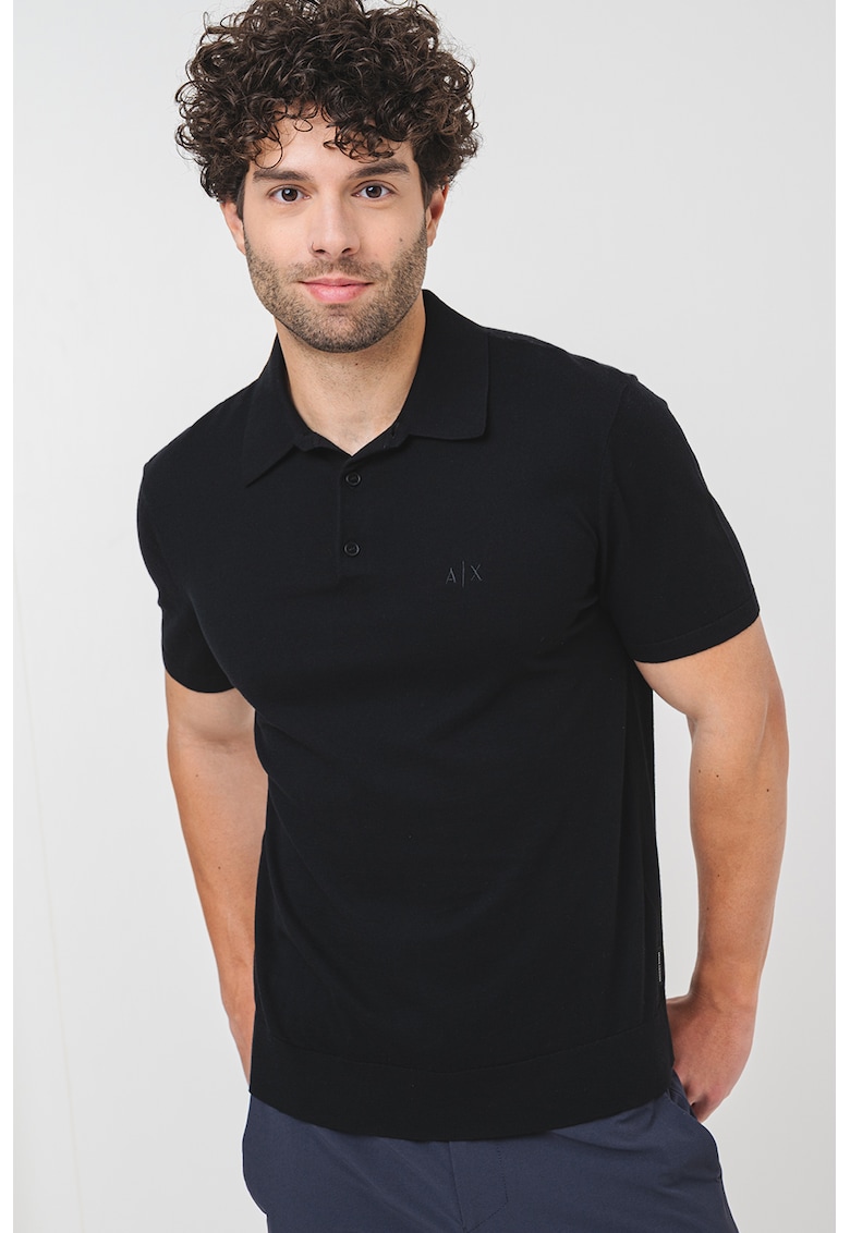Tricou polo cu model uni - Negru