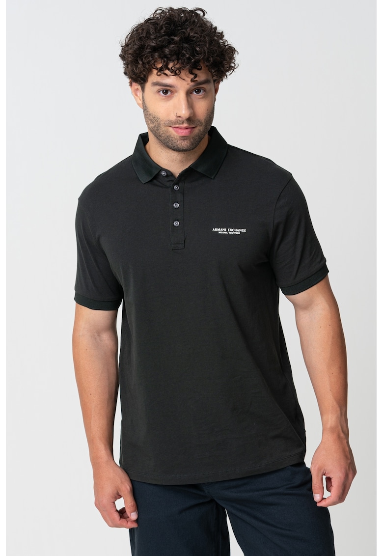 Tricou polo slim fit din bumbac cu logo discret