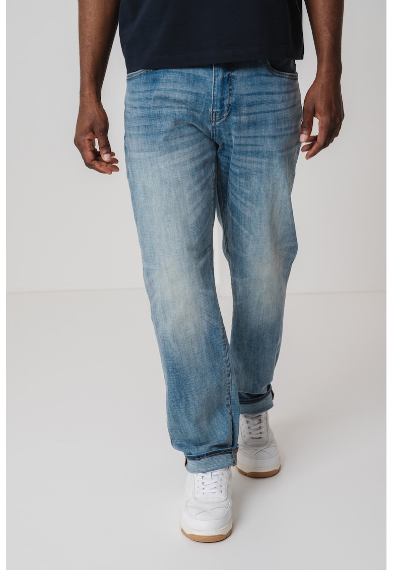 Blugi slim-fit cu aspect decolorat J13 - Albastru deschis